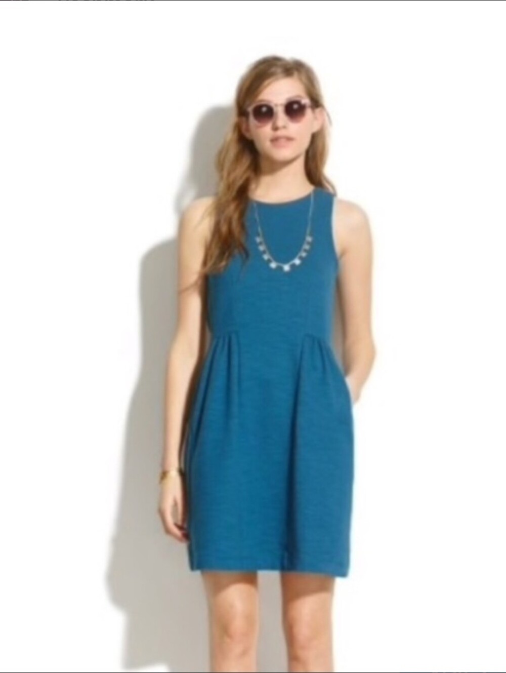 Madewell Teal Sleeveless Shift Dress Size M
